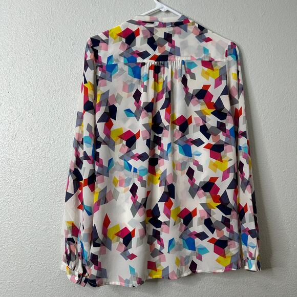Trina Turk Silk Surplice Top Size Medium Multicolor Geometric Print - Picture 6 of 13